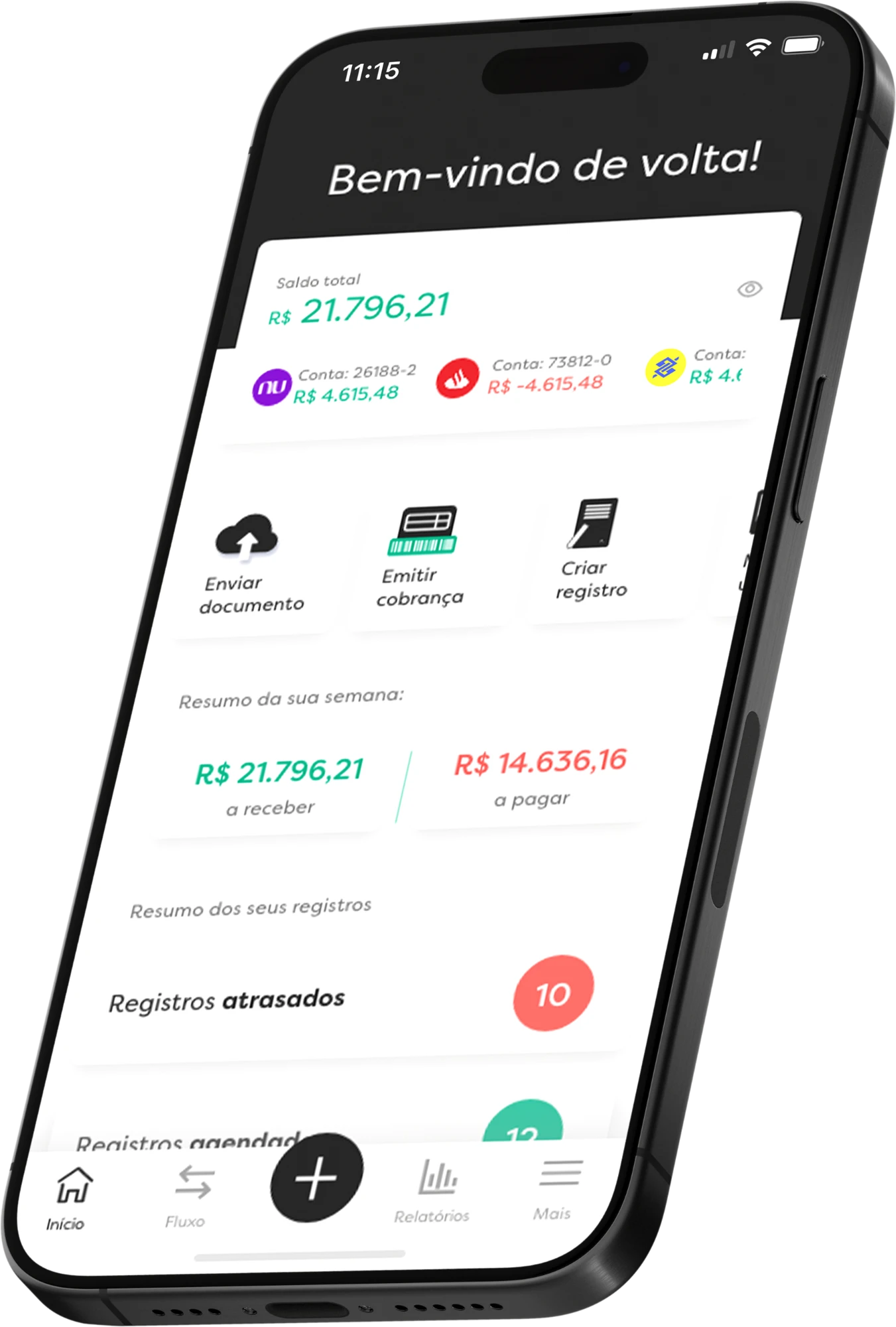 Celular com o app do BFM Celero
